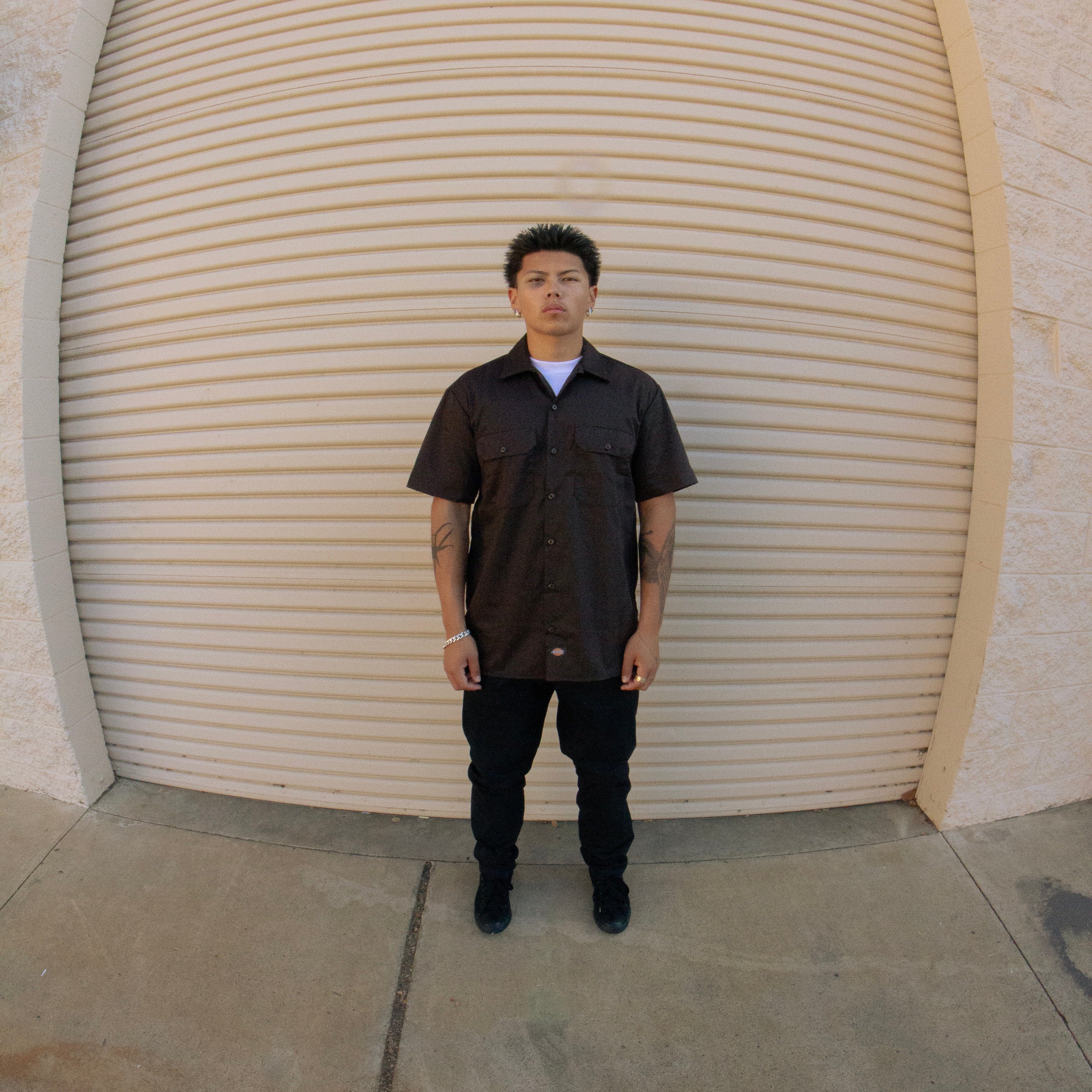 b. Dark Brown Button-up